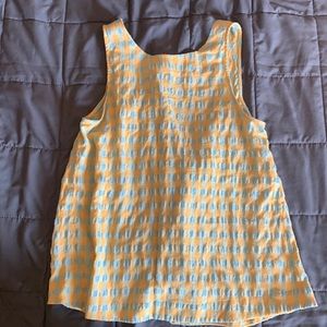 Urban Outfitters Size M Yellow/Blue Plaid Backless Smock Top